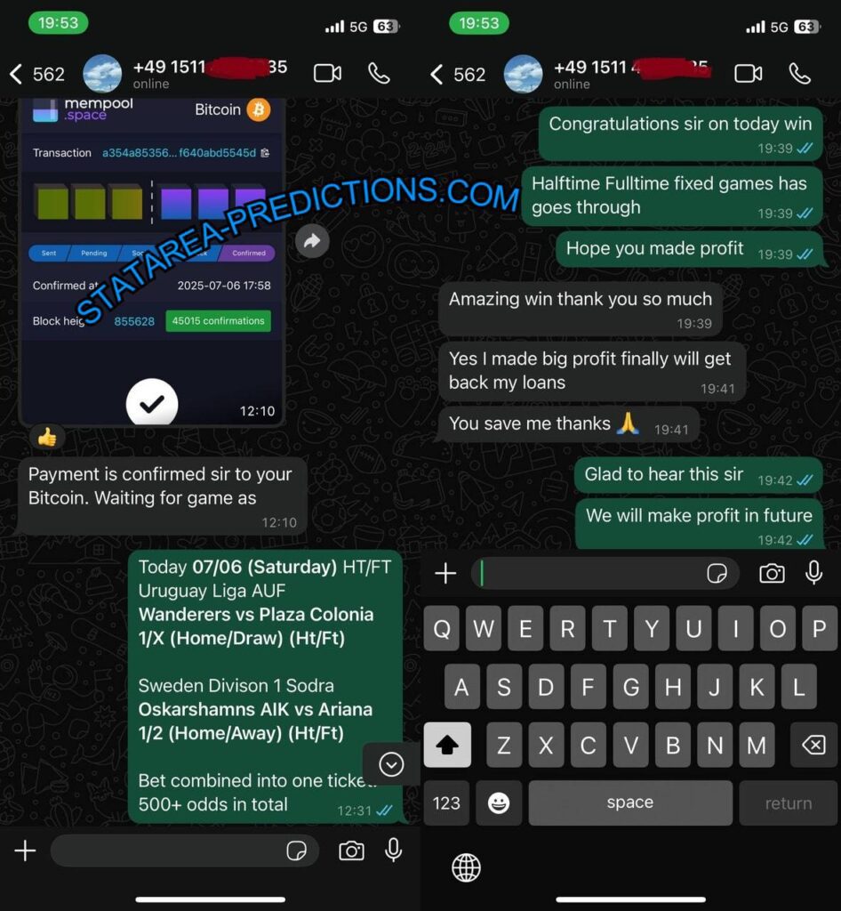 statarea whatsapp fixed matches tips