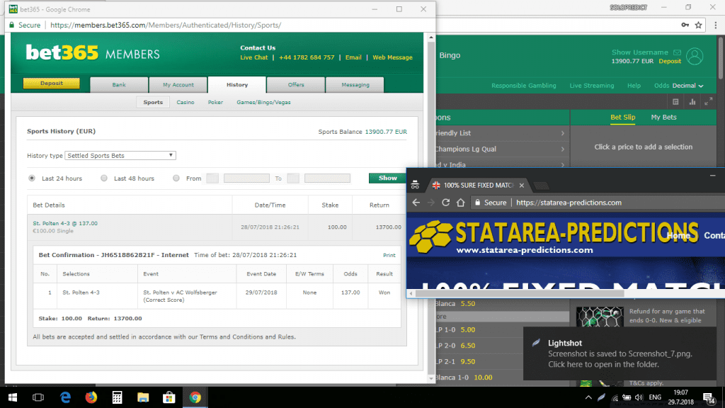 statarea fixed matches bet365 proof