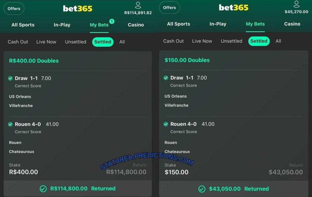 BET365 STATAREA FIXED MATCH TIPS