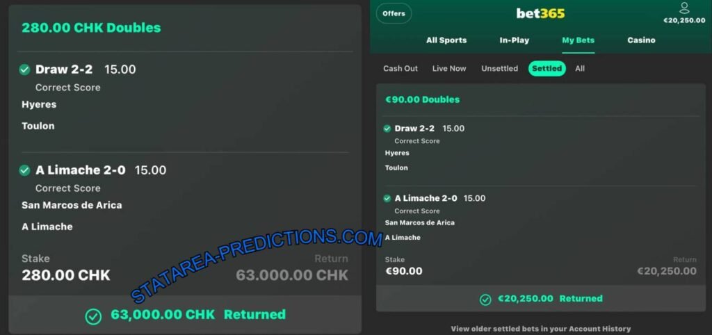 BET365 STATAREA FIXED MATCHES TIPS