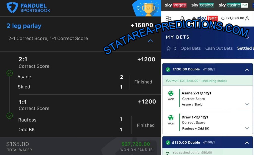 fanduel correct score fixed matches