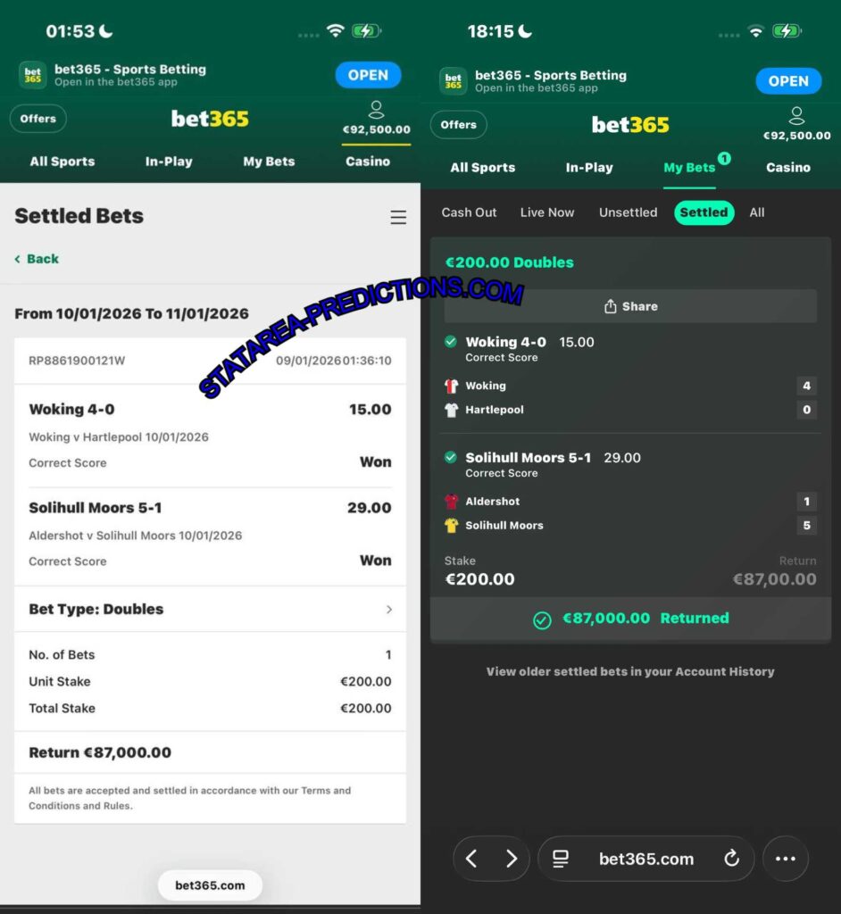 BET365 CORRECT SCORE FIXED MATCH