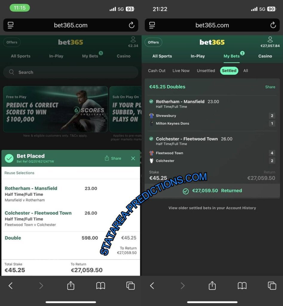 BET365 STATAREA FIXED MATCH