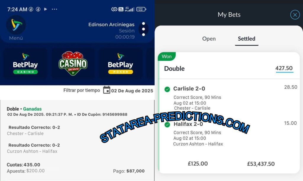 BETPLAY FIXED CORRECT SCORE MATCHES