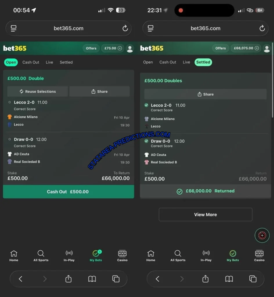 CORRECT BET365 FIXED MATHCES SCORE