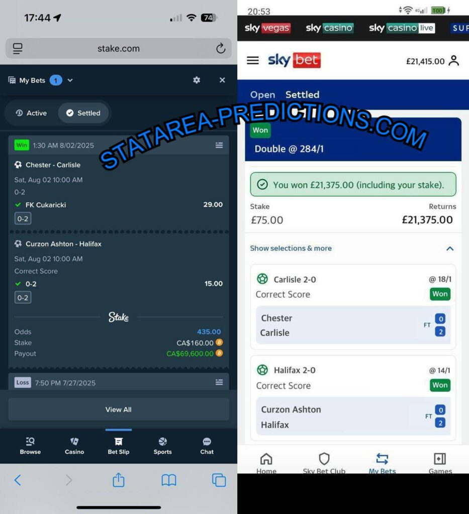 SKYBET CORRECT SCORE FIXED MATCH TIPS