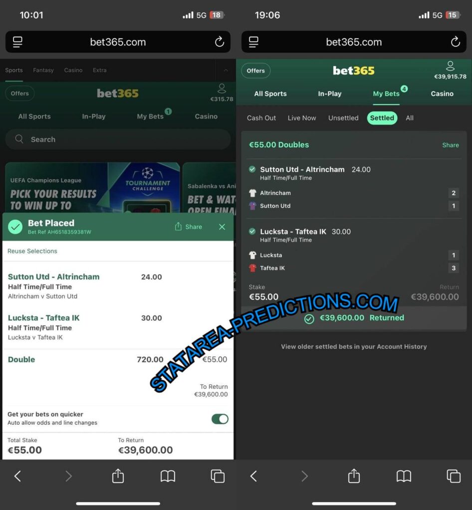 STATAREA FIXED MATCHES HTFT TIPS