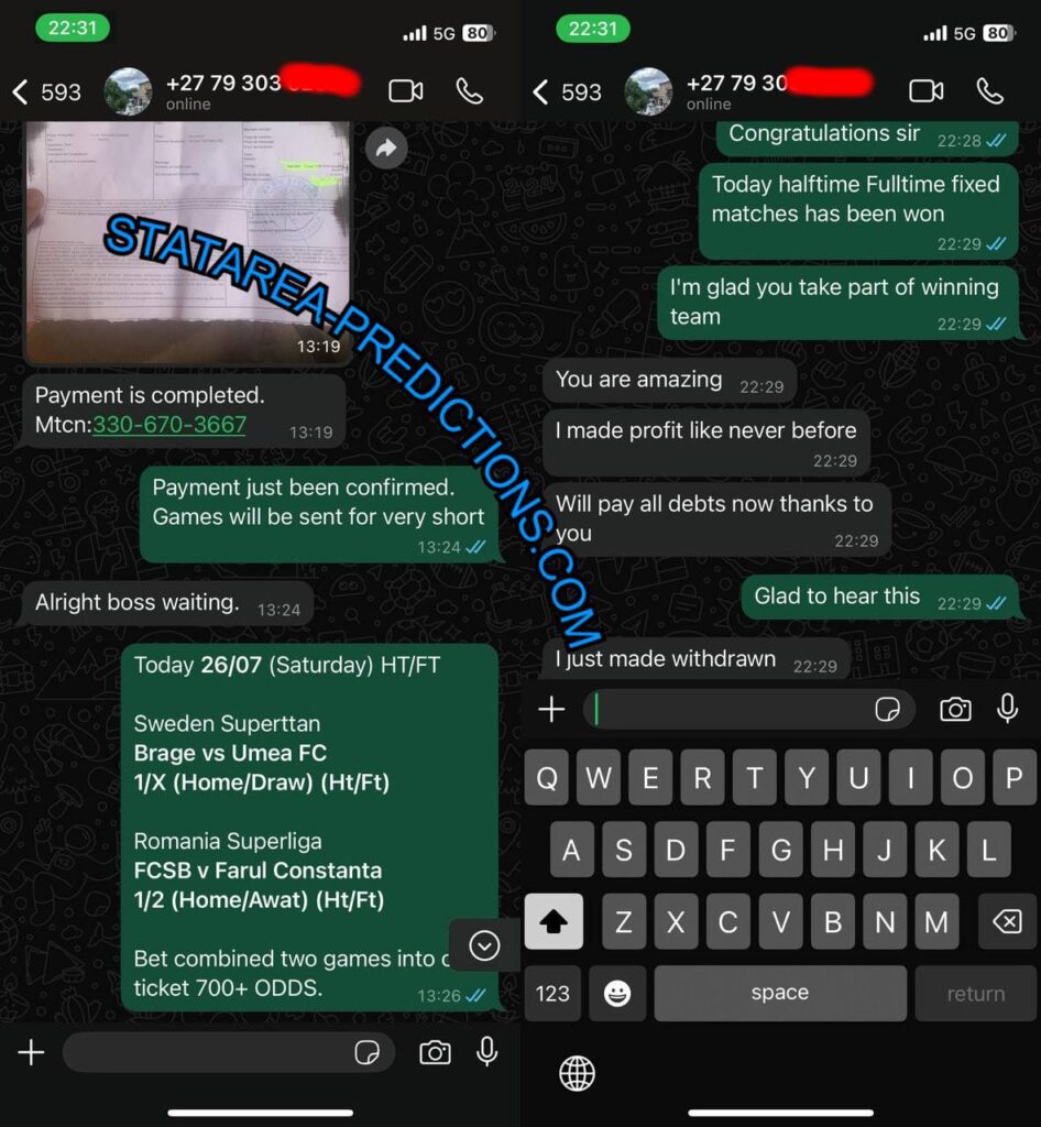 STATAREA WHATSAPP FIXED MATCHES TIPS