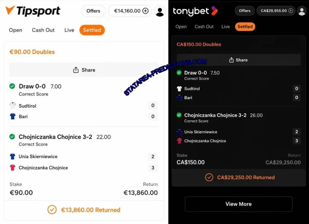 TONYBET CORRECT SCORE TIPS TONYBET CORRECT SCORE TIPS