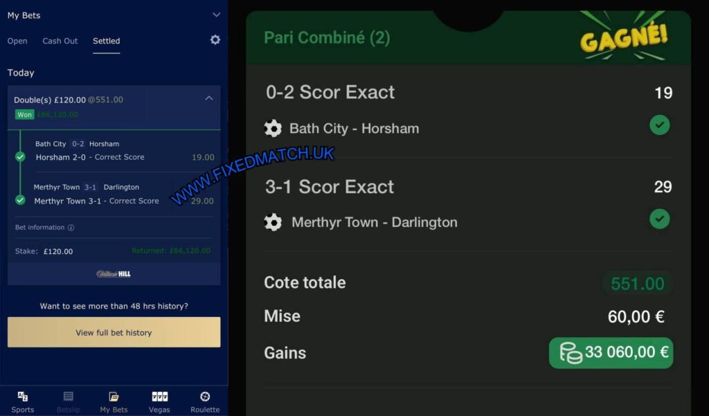WILLIAM HILL FIXED MATCHES TIPS