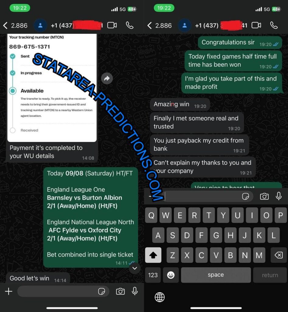statarea whatsapp fixed match thft